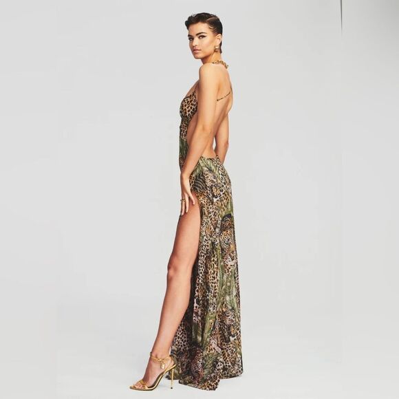 Retrofete Scarlett silk chiffon Dress in jungle leopard size Medium - Picture 5 of 12